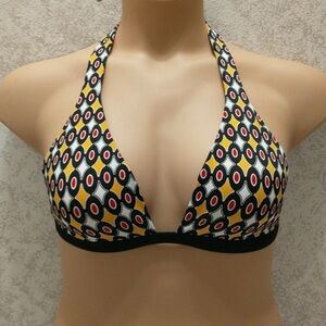 Victoria's Secret Black and Yellow Geometric Bikini Top